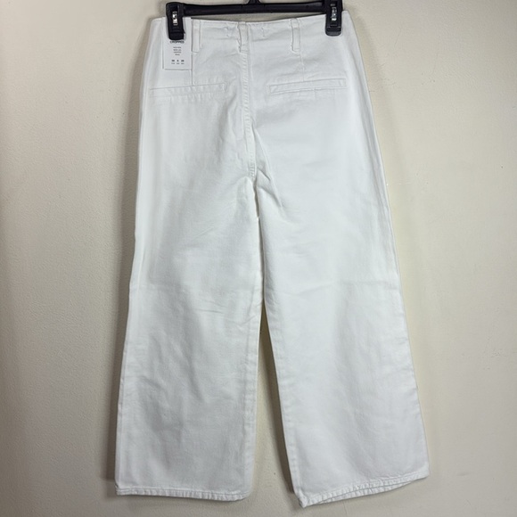 (M2)NEW Zara high-waisted, wide-leg, cropped jeans,Sz 6, with gold buttons with - Picture 4 of 14